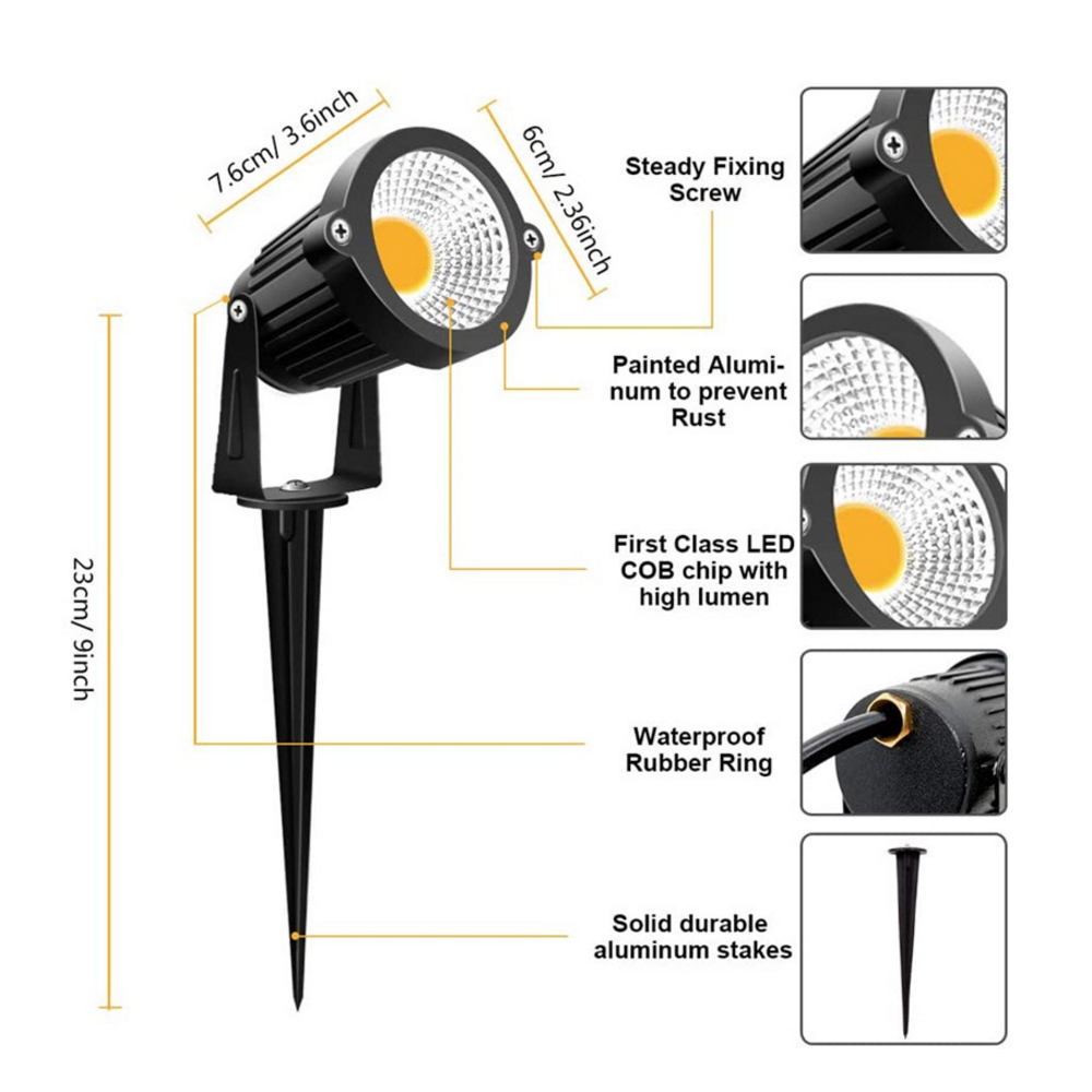 Outdoor Lighting AC 110V 220V Waterproof IP65 RGB LED Spotlight With Remote Control Garden Pathway COB Landscape Spike Lights