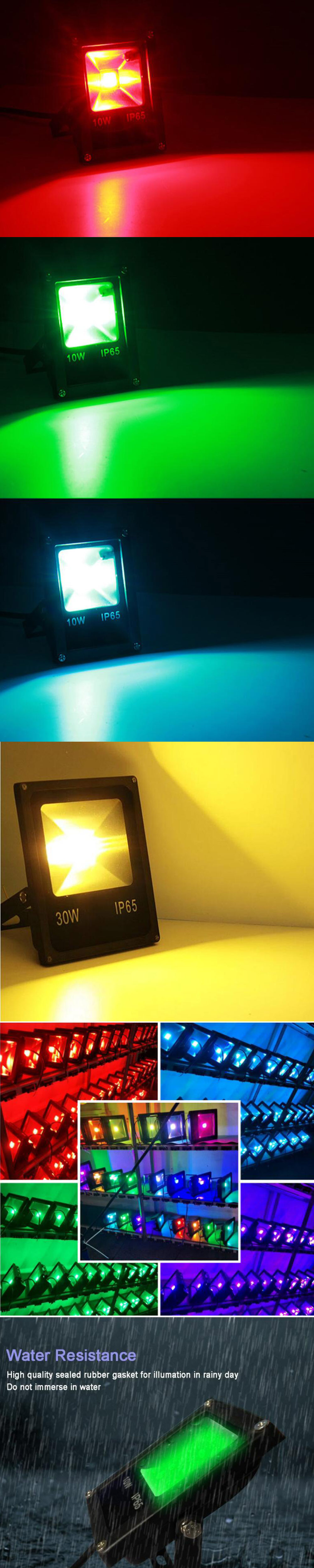 RGB LED Spotlight AC85-265V 10W 20W 30W 50W RGB LED FloodLight IP65 Waterproof Outdoor Landscape Lighting With 24Key IR Remote