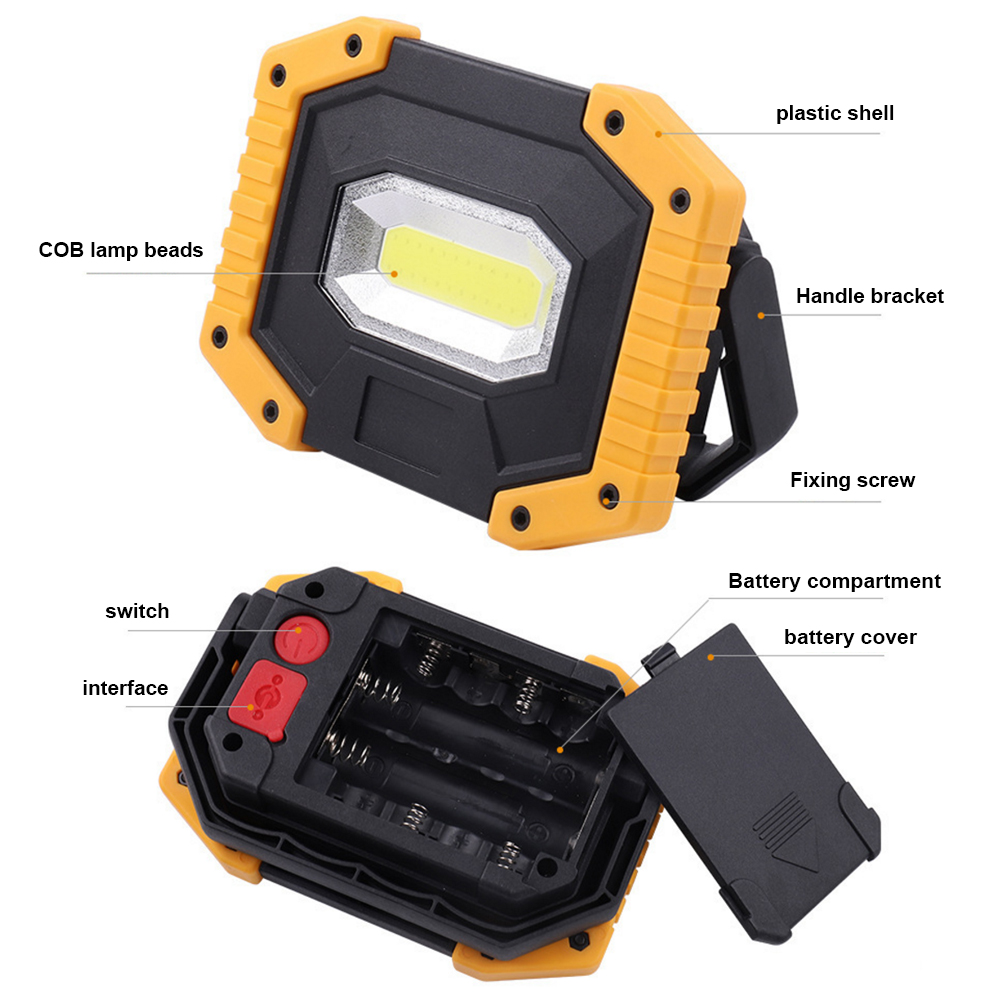 30W COB Led Floodlight Portable Waterproof Work Light 3 Mode USB Rechargeable Led Spotlight for Outdoor Hunting Camping Lighting