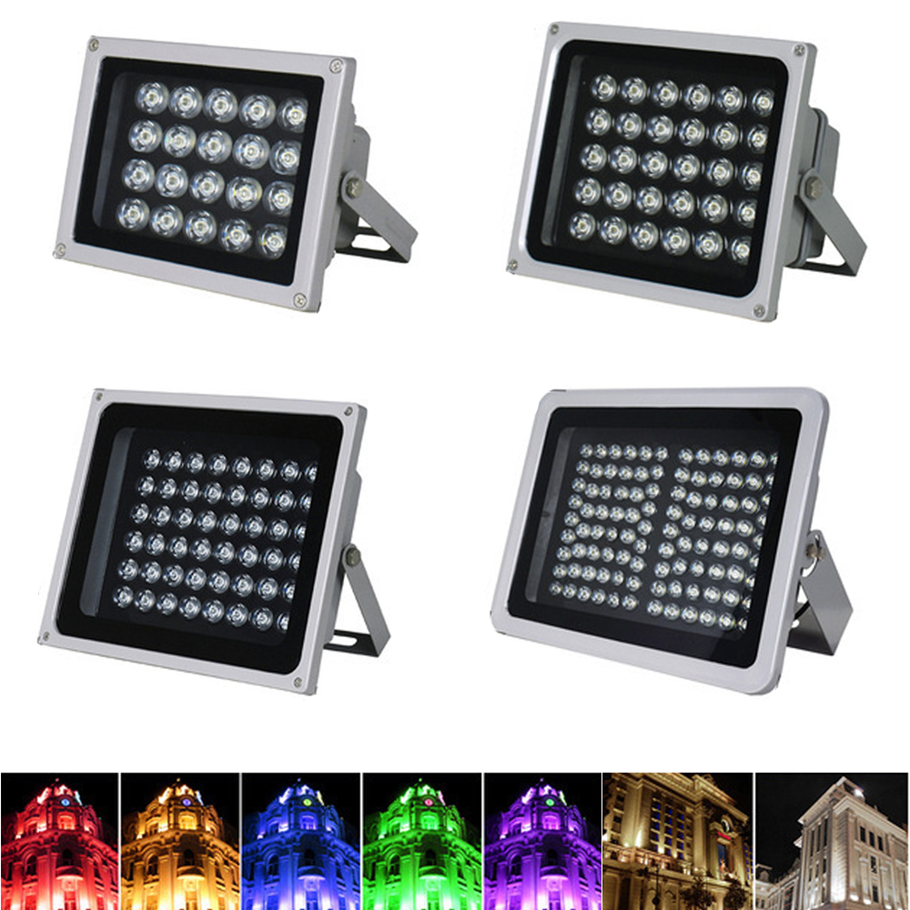LED RGB Floodlight 20W 30W 50W 100W In Ground Lamp AC 110V 220V IP65 Waterproof Reflector Led Spotlight Outdoor RGB Flood Light