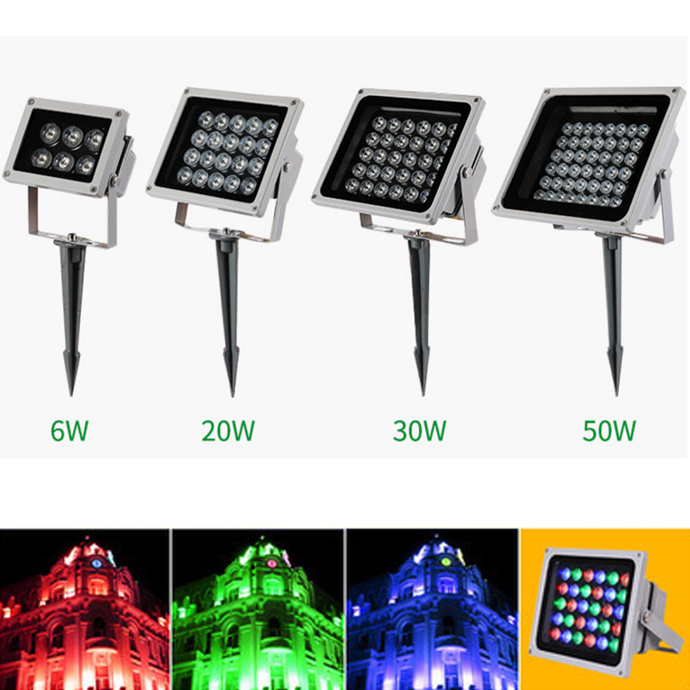 LED RGB Floodlight 20W 30W 50W 100W In Ground Lamp AC 110V 220V IP65 Waterproof Reflector Led Spotlight Outdoor RGB Flood Light