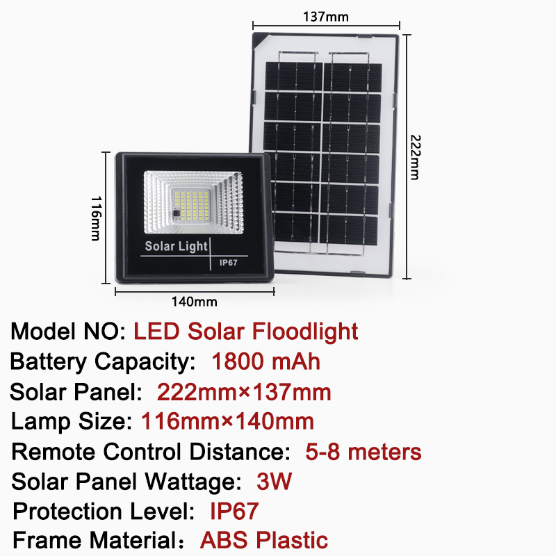 LED Solar Floodlight Outdoor Lighting Remote Control Waterproof For Garden Street Landscape Spotlight Wall Solar Powered Flood L