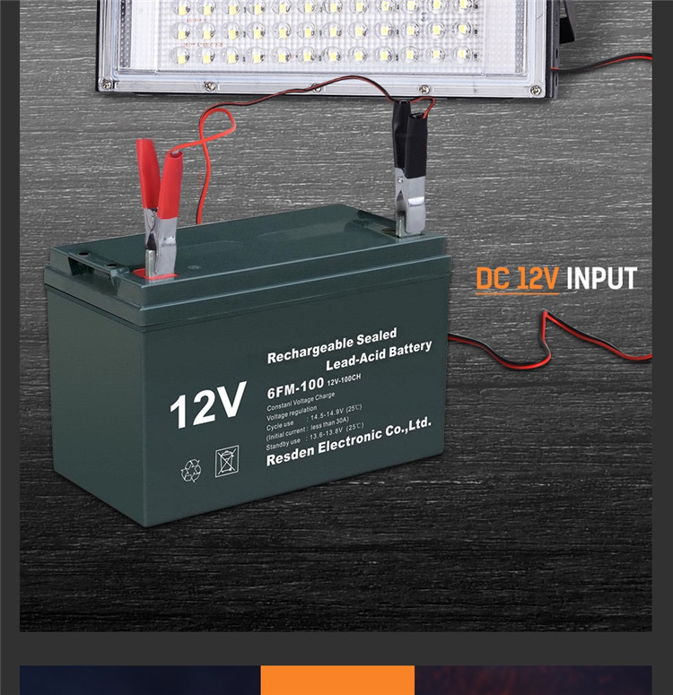 100W LED flood light DC 12V outdoor travel searchlight spotlight IP65 waterproof projector street light landscape lighting