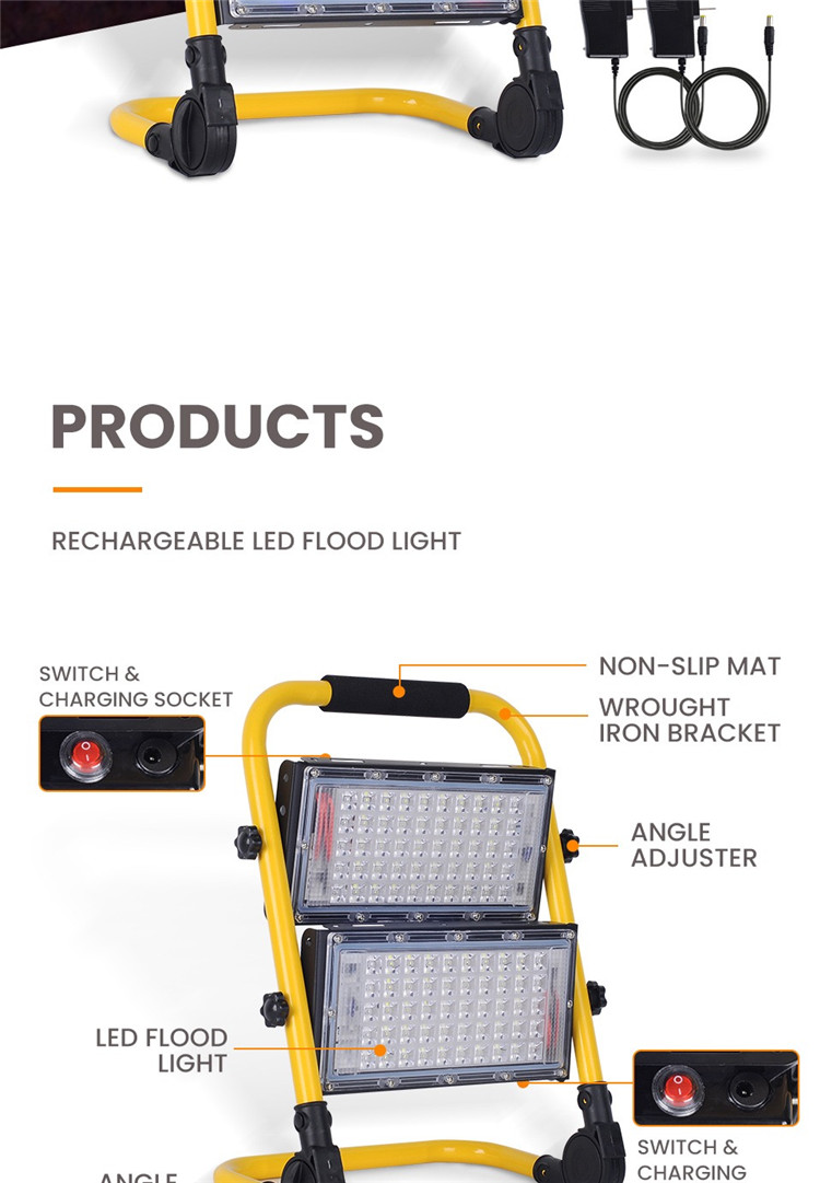 High power Floodlight 200W 300W 400W 500W AC 110V 220V waterproof LED spotlight outdoor construction engineering lighthouse