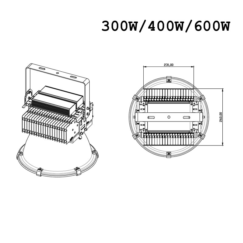 floodlight adjustable wattage led flood light 200W 300W 400W