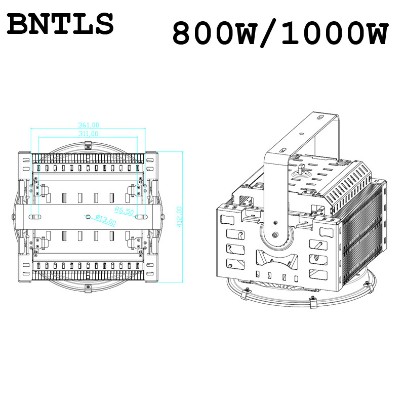 IP66 Outdoor 1000W SMD 3030 Module LED Flood Light Fixtures used Stadium Lighting