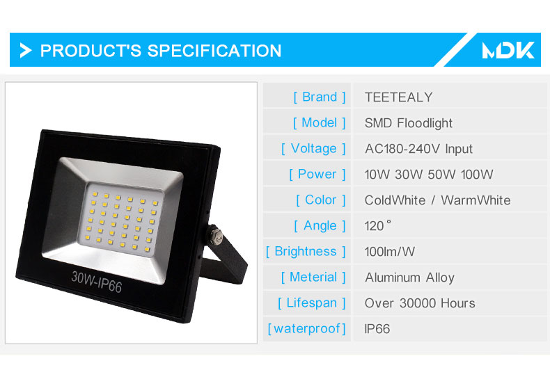220V LED FloodLight 10W 30W 50W 100W Reflector LED Flood Light Waterproof IP66 Spotlight Wall Outdoor Lighting Warm Cold White