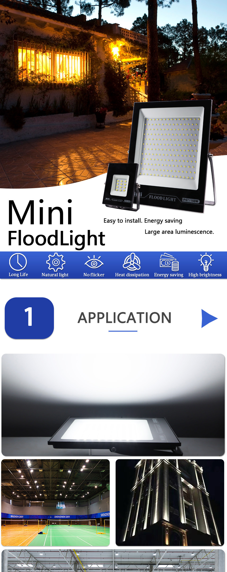 LED FloodLight AC 220V 10W 20W 30W 50W 100W 150W Outdoor Garden Projector Lighting Spotlight Wall Flood Lights IP67 Waterproof