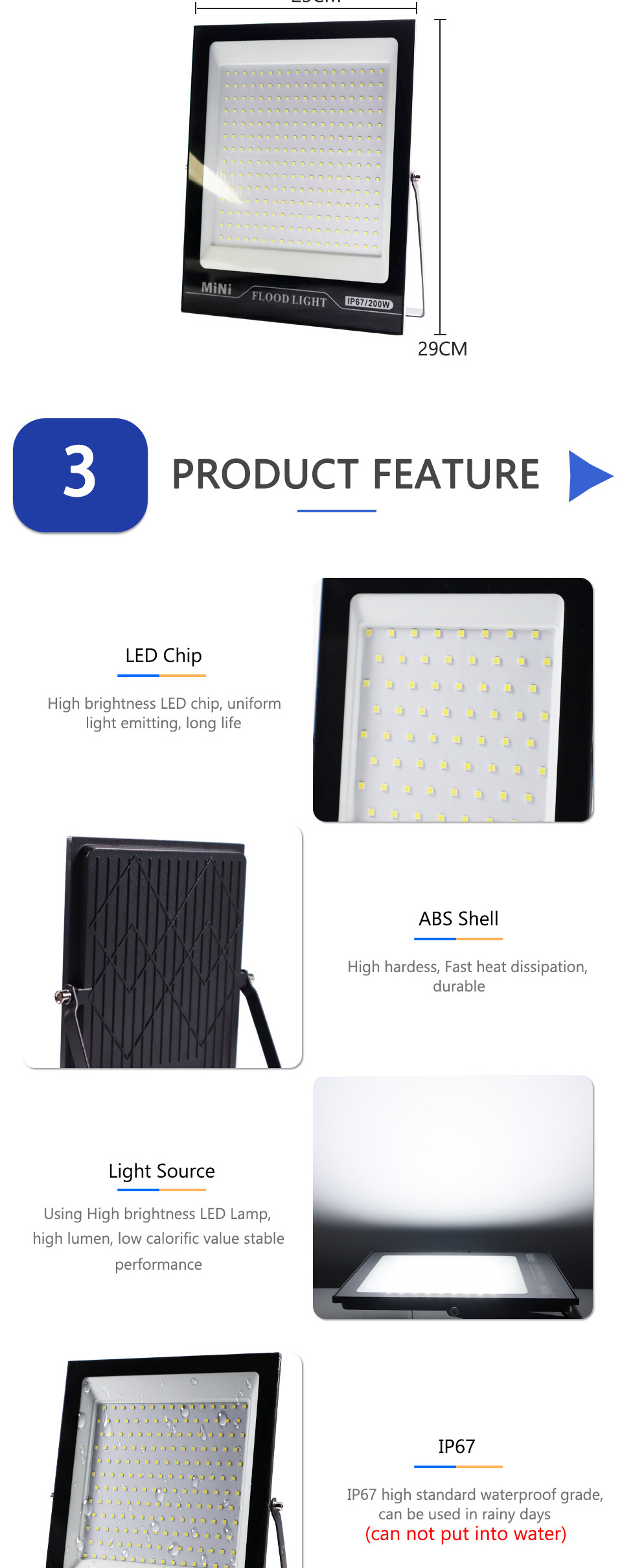 LED FloodLight AC 220V 10W 20W 30W 50W 100W 150W Outdoor Garden Projector Lighting Spotlight Wall Flood Lights IP67 Waterproof