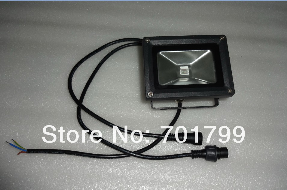 DC12V input 10W RGB DMX LED flood light;IP66;high quality;with 15mm 3 core waterproof connector for dmx