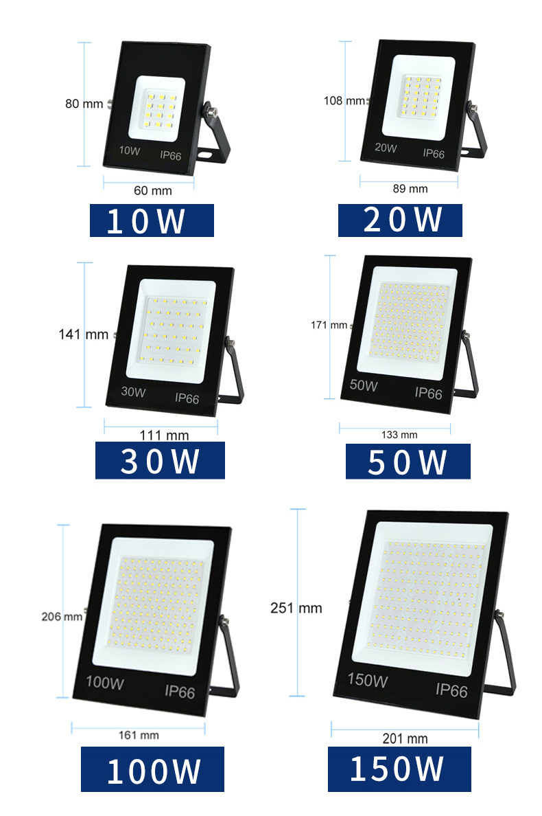 LED Floodlight 220V Mini Spotlight 10W 20W 30W 50W 100W 150W Outdoor Lighting Wall Reflector IP66 Waterproof Garden Lamp