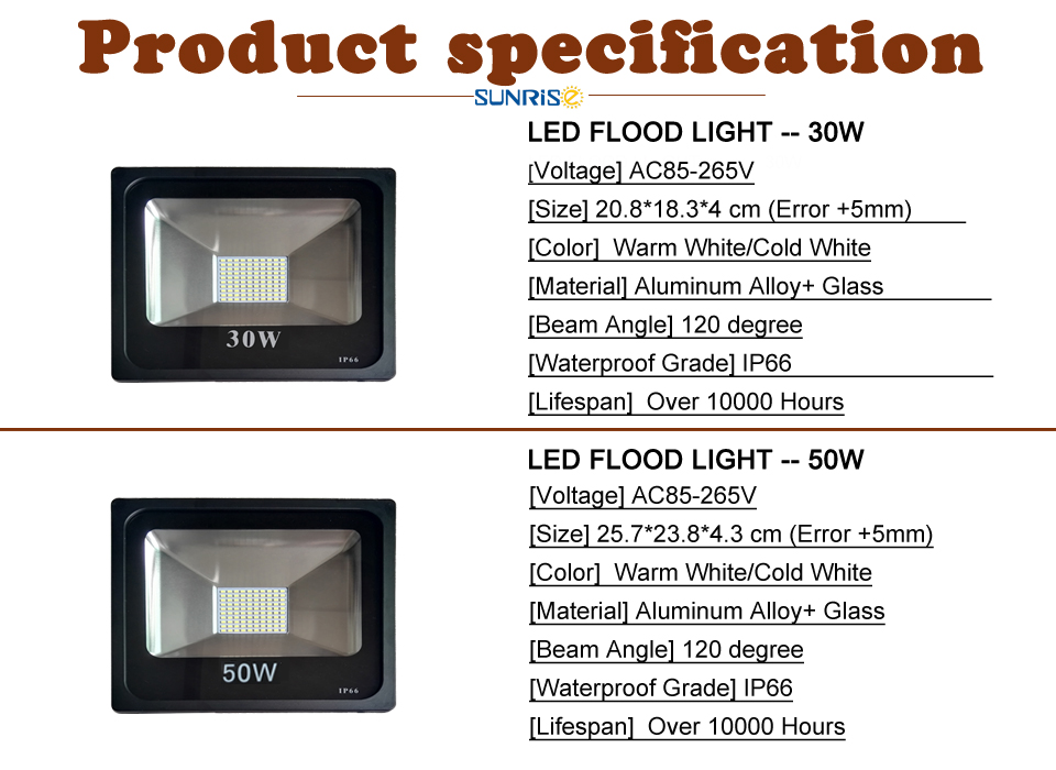 Spotlight IP66 AC85-265V 30W 50W Waterproof Garden Outdoor Landscape Wall Yard Path Street Home Appliance LED Floodlight