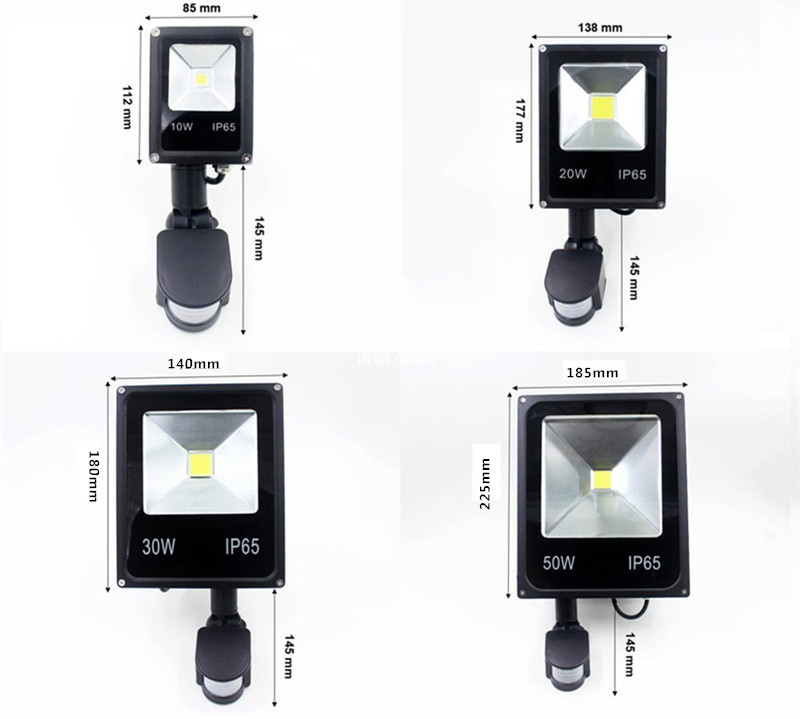 Outdoor 10W 20W 30W 50W PIR Projection Lamp 220V 240V 100W Led Floodlight with Motion detective Sensor for Gargen Wall Lamp