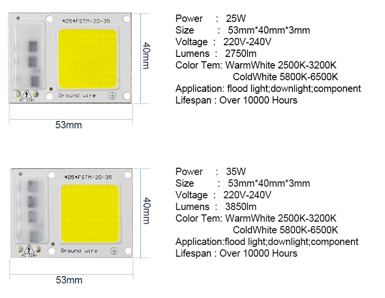 High Power LED Matrix For Projectors 15W 25W 35W 50W DIY Flood Light COB Smart IC Driver LED Diode Spotlight Outdoor Chip Lamp