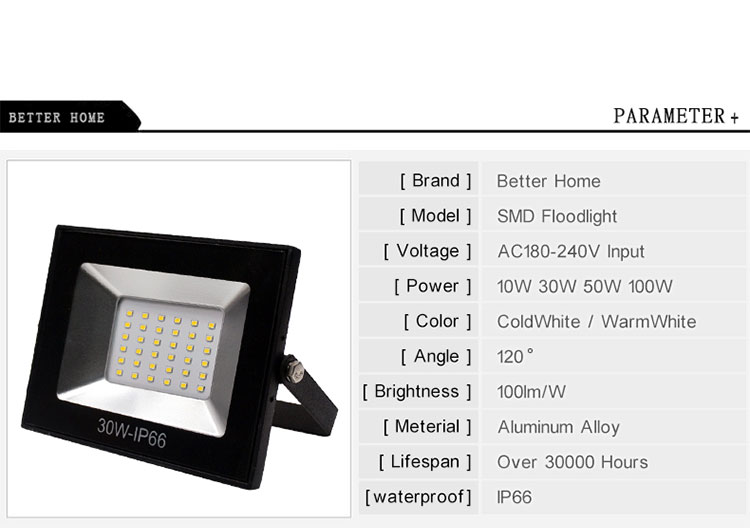 Ultrathin LED flood light 10W 30W 50W AC220V IP67 5630SMD Floodlight lamp Spotlight 100W Outdoor Wall Garden Landscape Lighting