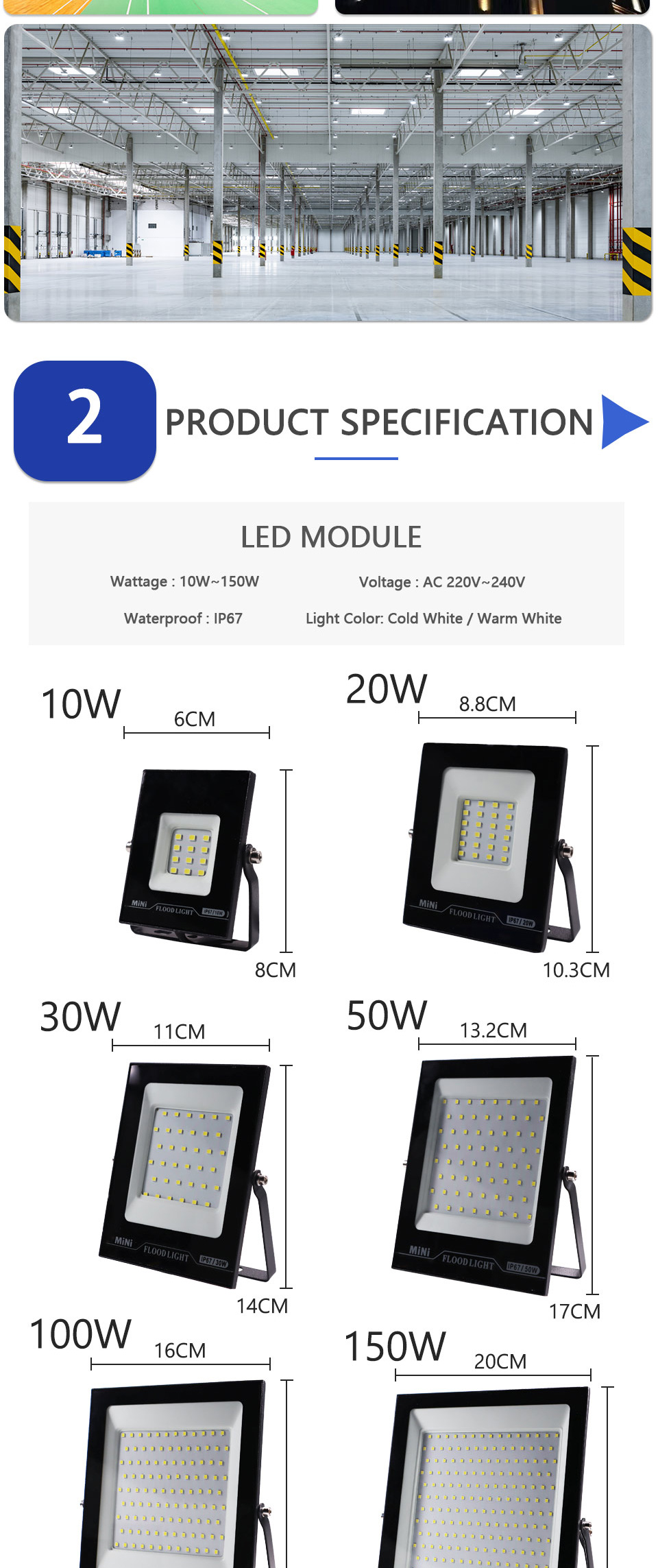 LED Floodlight 50W 10W IP65 Waterproof Outdoor Spotlight LED Flood Light 220V Street Lamp Garden Spot Light On Wall