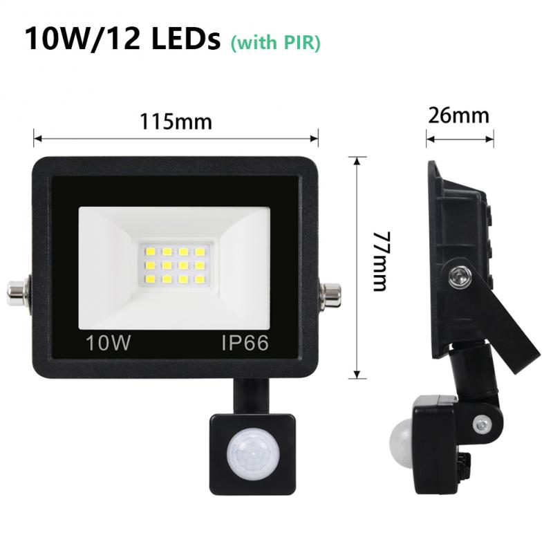 PIR Motion Sensor LED Floodlight 220V Waterproof Spotlight 10W 30W 50W 100W Flood Light Outdoor Lighting For Garden Street Wall