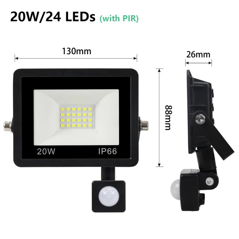 PIR Motion Sensor LED Floodlight 220V Waterproof Spotlight 10W 30W 50W 100W Flood Light Outdoor Lighting For Garden Street Wall