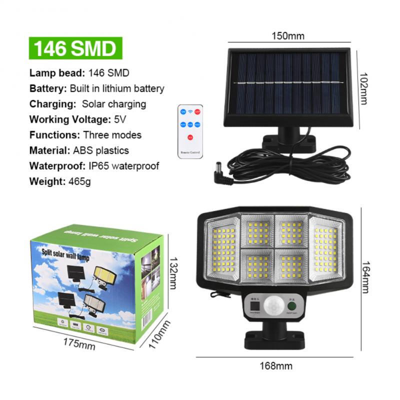 Solar Light Outdoor Motion Sensor Recharge Solar Wall Light Waterproof Emergency Led Light For Street Garden Porch Lamp