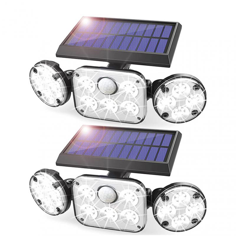 Solar Motion Lights Outdoor 3 Heads with Motion Sensor Adjustable 78 LED Solar Security Lights Waterproof For Garage Yard Garden