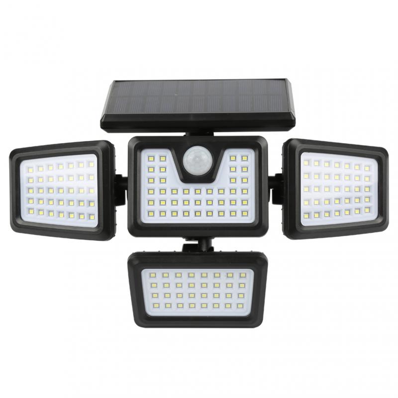 141LED Solar Light Outdoor Four-head Human Sensor Wall Lamp IP65 Induction Wall Light For Home Garden Courtyard Street Lighting