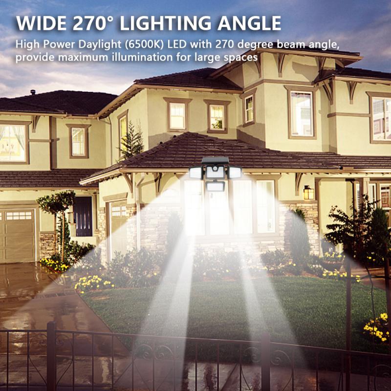 141LED Solar Light Outdoor Four-head Human Sensor Wall Lamp IP65 Induction Wall Light For Home Garden Courtyard Street Lighting