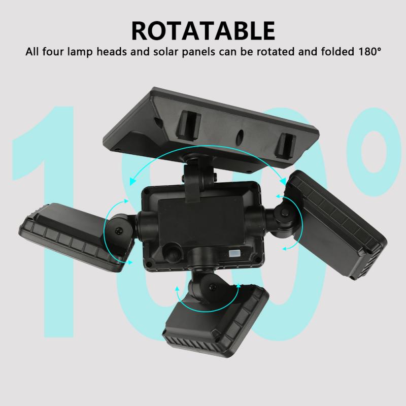 141LED Solar Light Outdoor Four-head Human Sensor Wall Lamp IP65 Induction Wall Light For Home Garden Courtyard Street Lighting