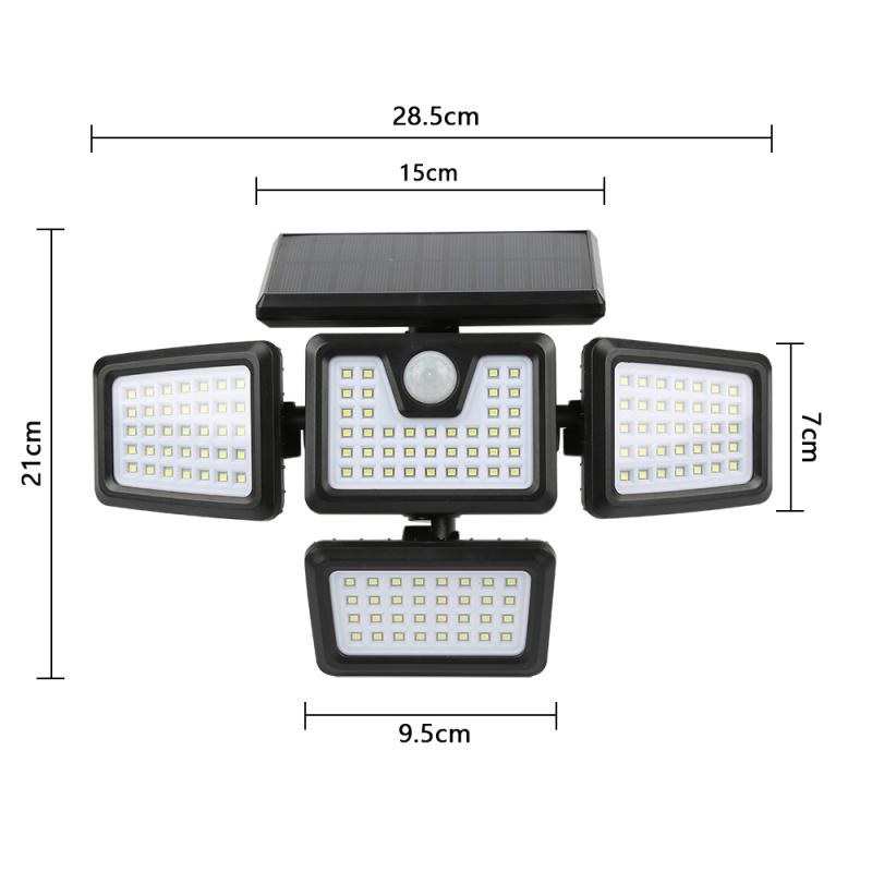 141LED Solar Light Outdoor Four-head Human Sensor Wall Lamp IP65 Induction Wall Light For Home Garden Courtyard Street Lighting