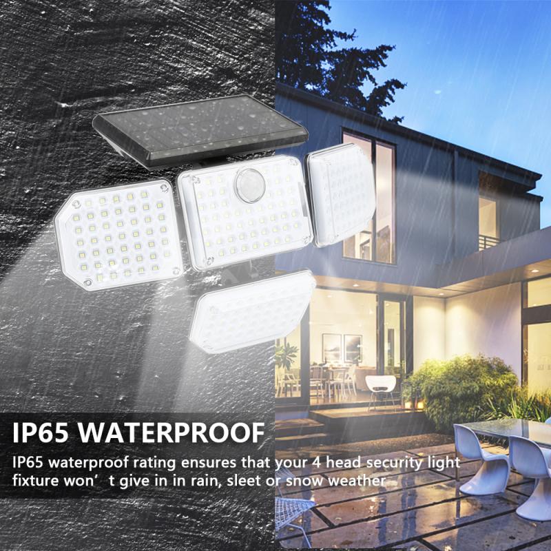 181LED Solar Light Outdoor Four-head Human Sensor Wall Lamp IP65 Induction Wall Light For Home Garden Courtyard Street Lamp