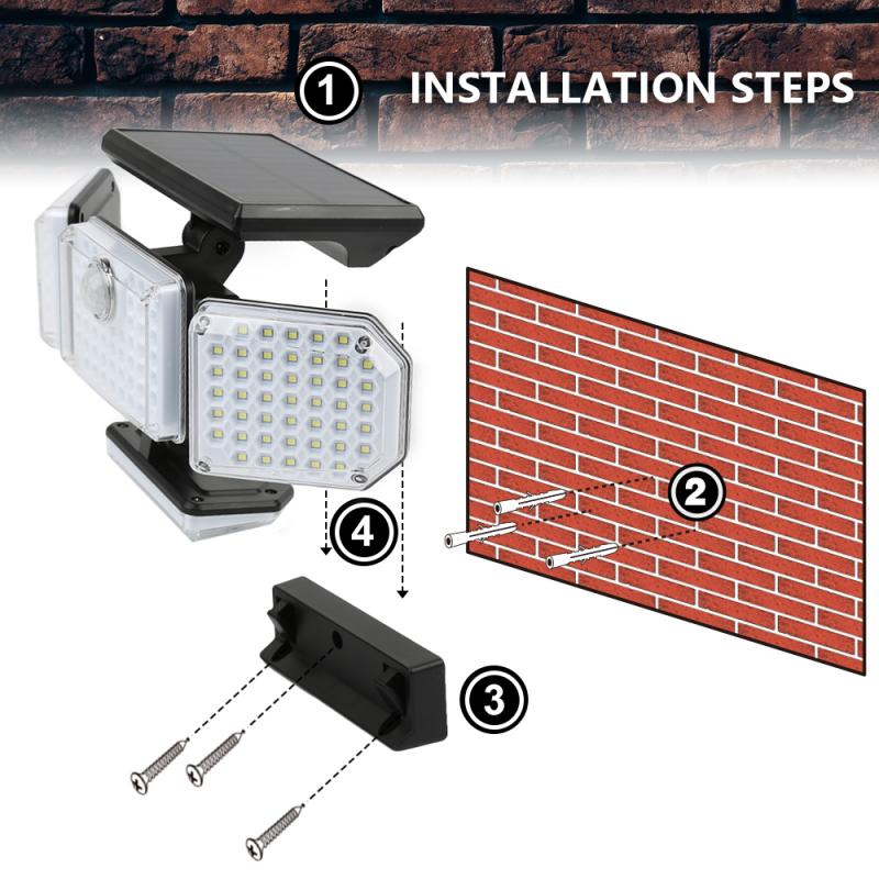 181LED Solar Light Outdoor Four-head Human Sensor Wall Lamp IP65 Induction Wall Light For Home Garden Courtyard Street Lamp