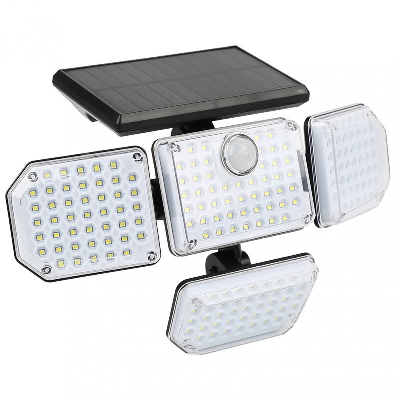 181LED Solar Light Outdoor Four-head Human Sensor Wall Lamp IP65 Induction Wall Light For Home Garden Courtyard Street Lamp