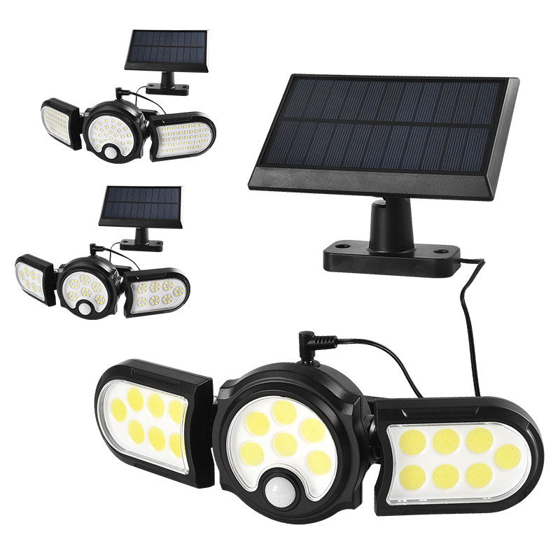 Solar Wall Light Motion Sensor Outdoor Waterproof Light Three-head LED Rotatable Landscape Wall Lamp Garden Outdoor Street Light