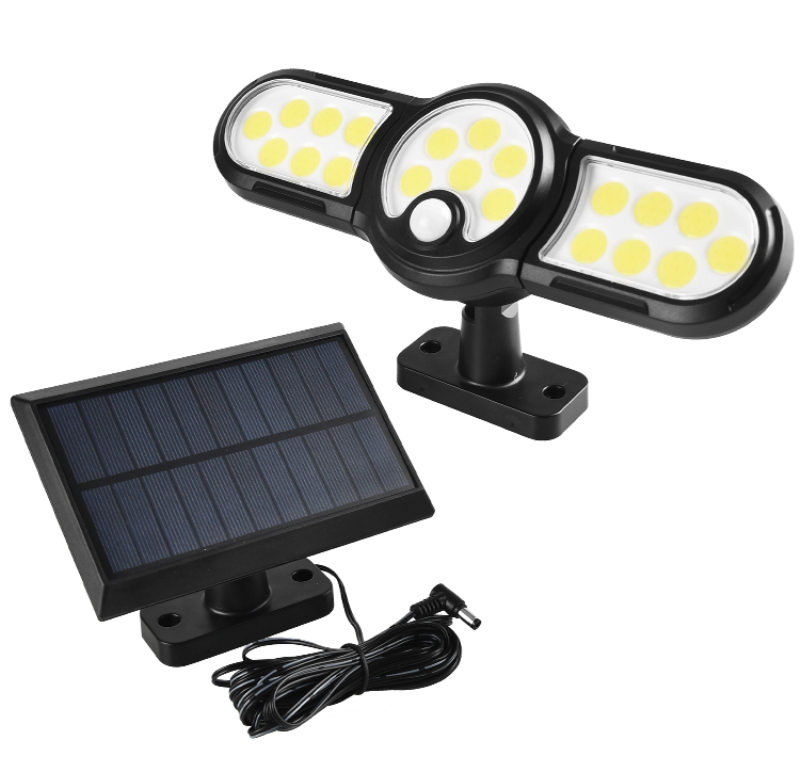 Solar Wall Light Motion Sensor Outdoor Waterproof Light Three-head LED Rotatable Landscape Wall Lamp Garden Outdoor Street Light