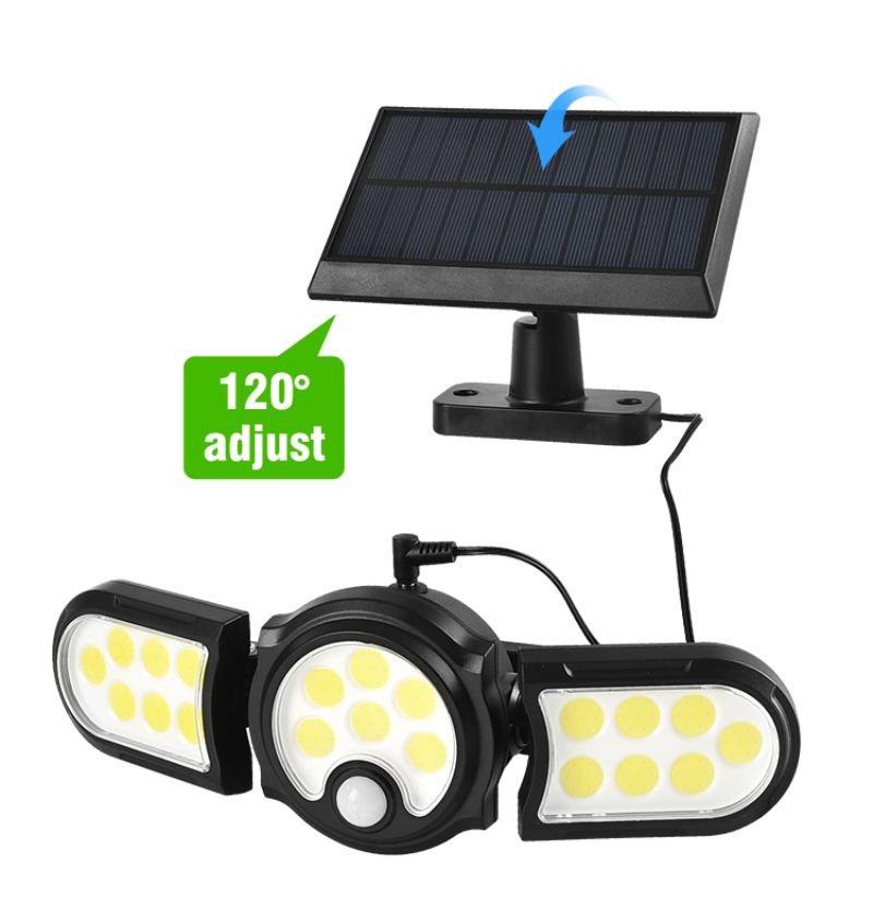 Solar Wall Light Motion Sensor Outdoor Waterproof Light Three-head LED Rotatable Landscape Wall Lamp Garden Outdoor Street Light