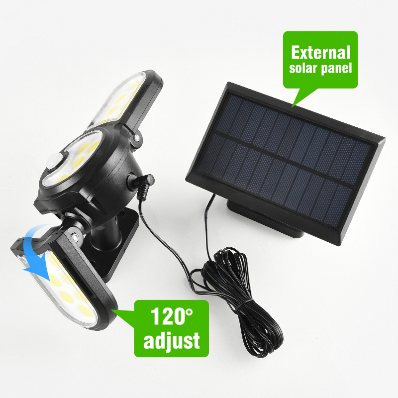 Solar Wall Light Motion Sensor Outdoor Waterproof Light Three-head LED Rotatable Landscape Wall Lamp Garden Outdoor Street Light