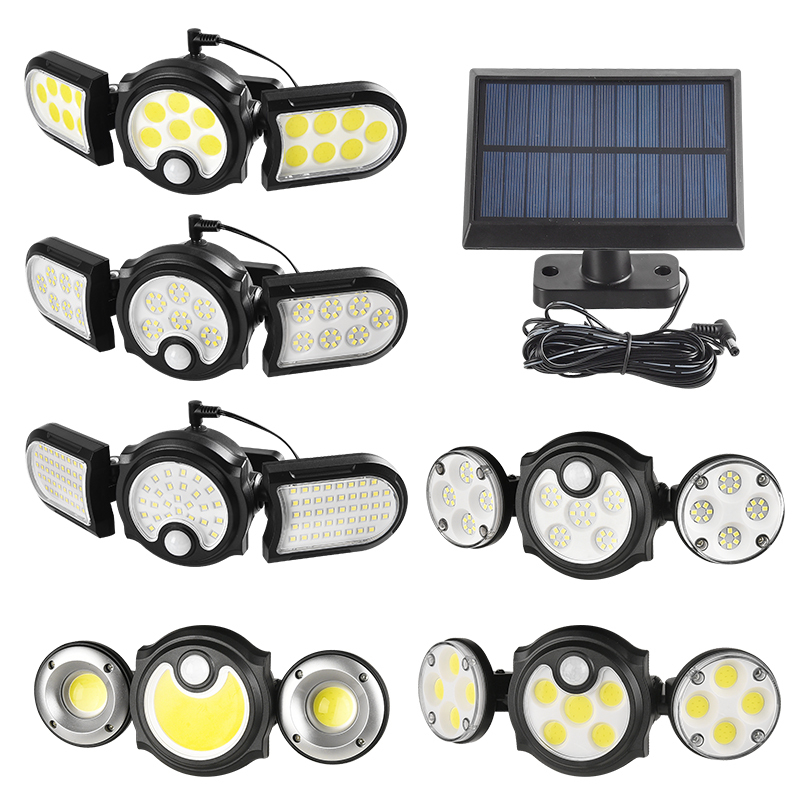 Solar Wall Light Motion Sensor Outdoor Waterproof Light Three-head LED Rotatable Landscape Wall Lamp Garden Outdoor Street Light
