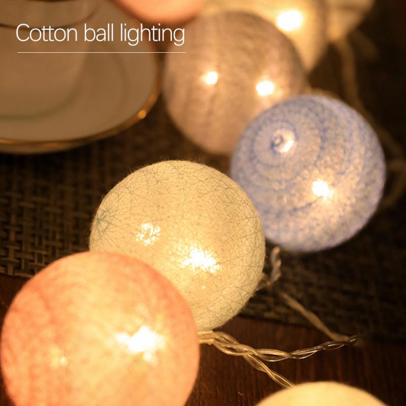 300cm 20 Ball Led Cotton Ball Lamp String Makaron Maiden Heart String Light Children's Room Wedding Decorative Lamp Light Strip