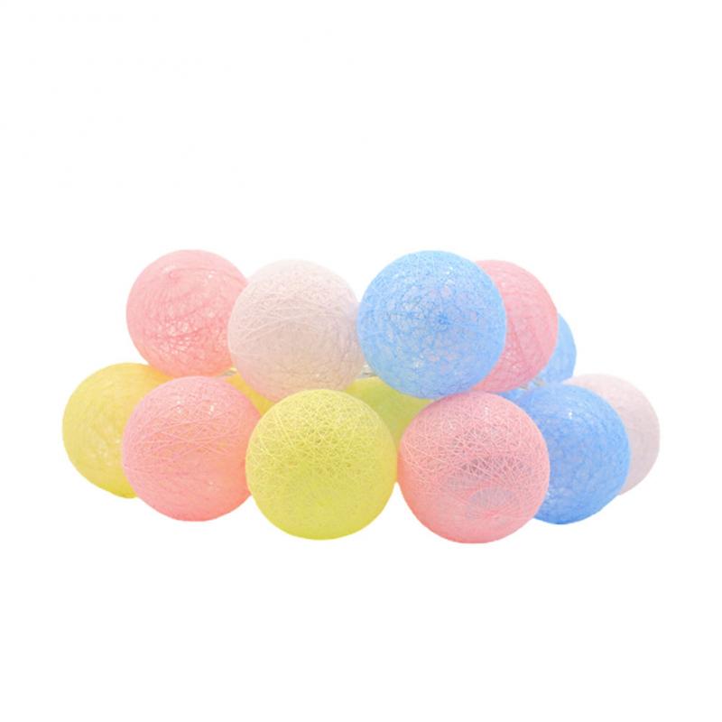 300cm 20 Ball Led Cotton Ball Lamp String Makaron Maiden Heart String Light Children's Room Wedding Decorative Lamp Light Strip