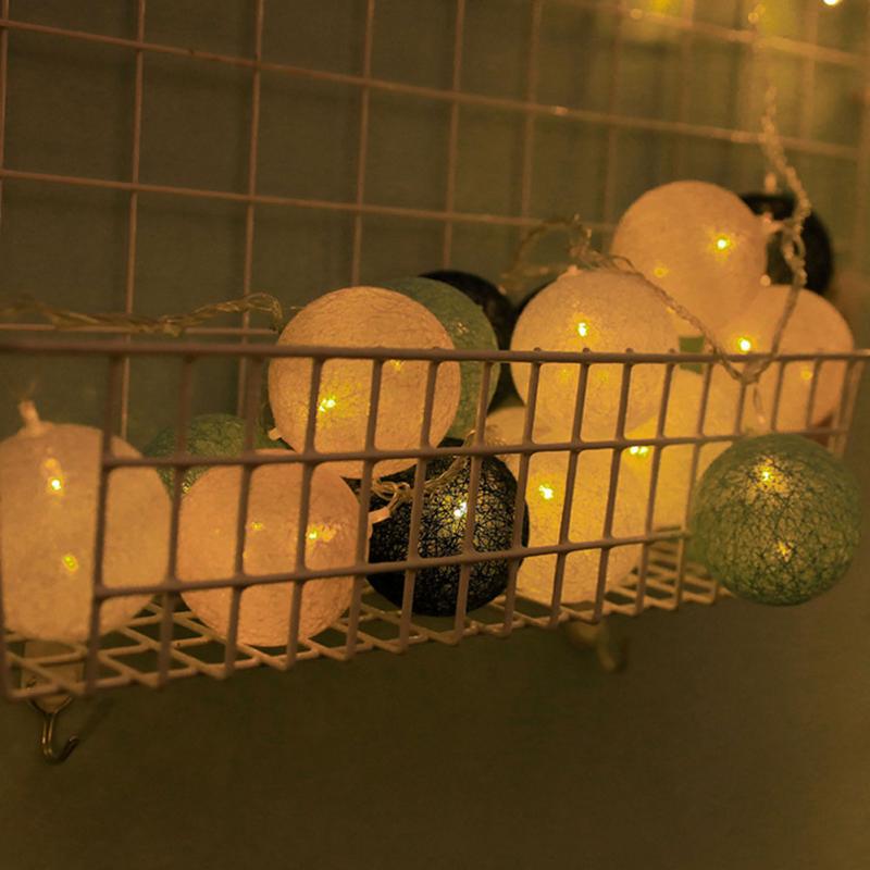 300cm 20 Ball Led Cotton Ball Lamp String Makaron Maiden Heart String Light Children's Room Wedding Decorative Lamp Light Strip