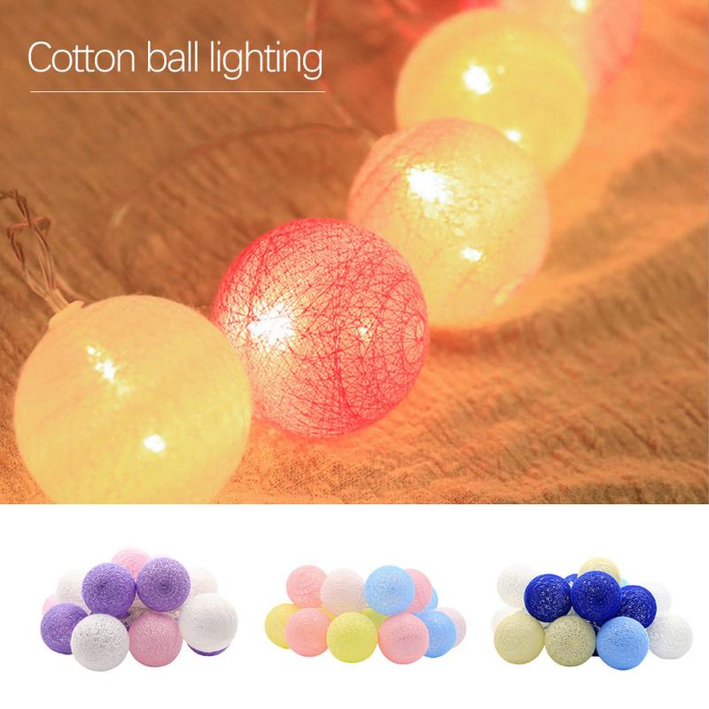 300cm 20 Ball Led Cotton Ball Lamp String Makaron Maiden Heart String Light Children's Room Wedding Decorative Lamp Light Strip