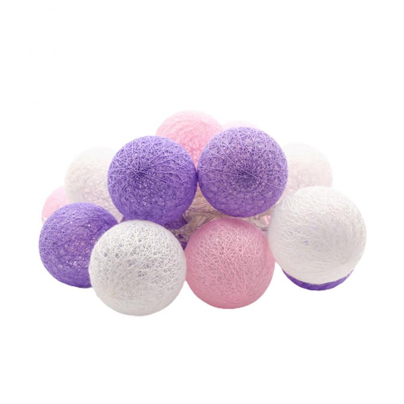 300cm 20 Ball Led Cotton Ball Lamp String Makaron Maiden Heart String Light Children's Room Wedding Decorative Lamp Light Strip