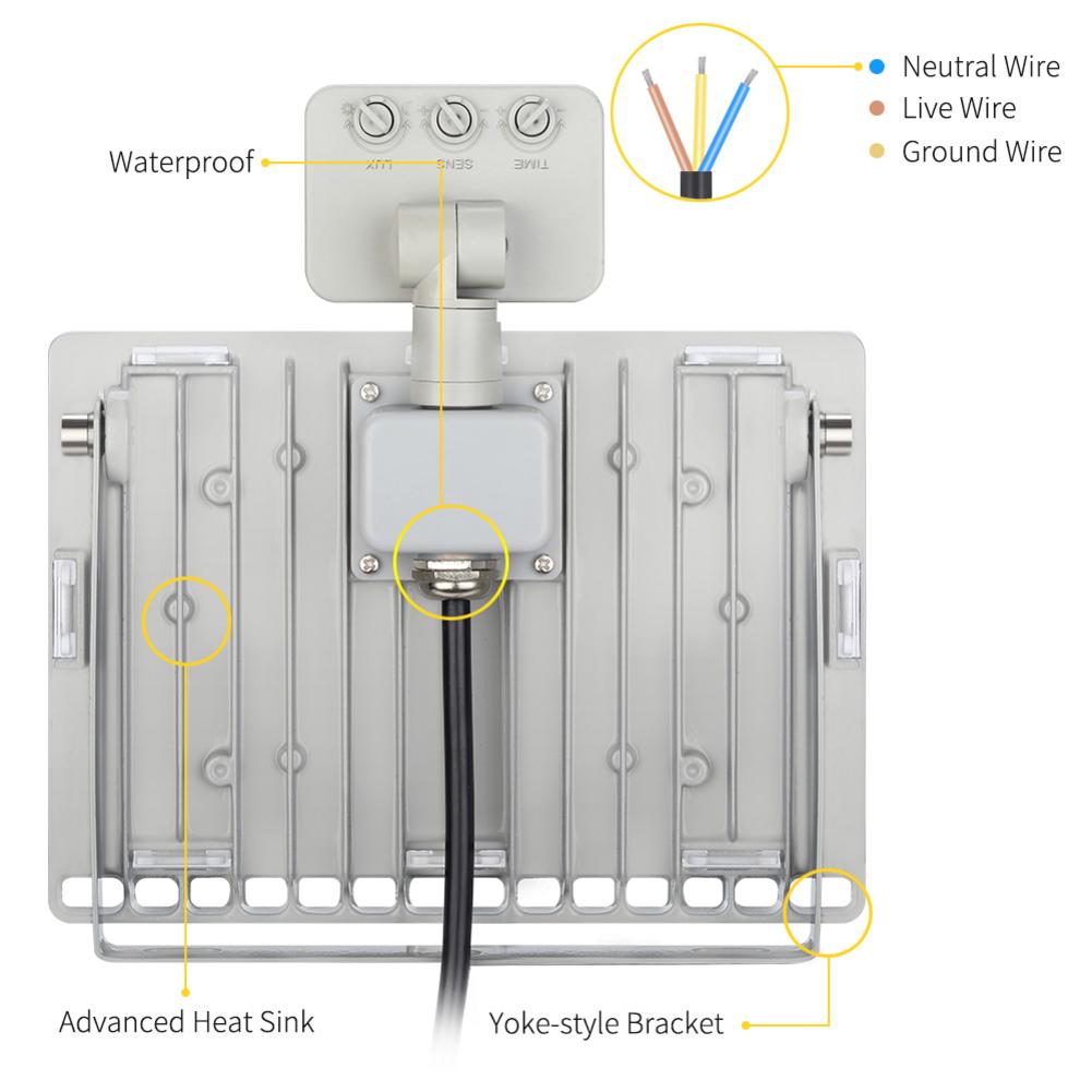 PIR Motion Sensor LED Flood Light 50W 100W Outdoor Floodlight 220V IP65 Waterproof Led Spotlight for Garden Wall Street Light