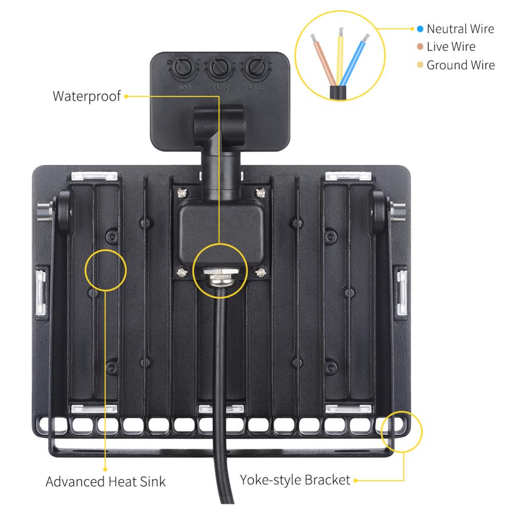PIR Motion Sensor LED Flood Light 50W 100W Outdoor Floodlight 220V IP65 Waterproof Led Spotlight for Garden Wall Street Light