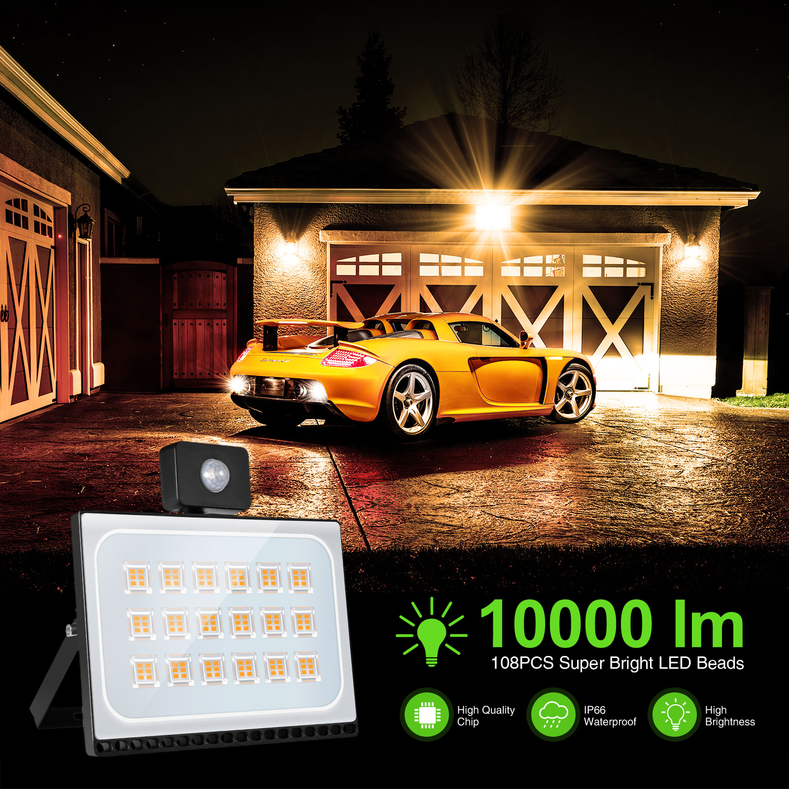 220V 50W/100W LED FloodLight PIR Motion Sensor Reflector Flood Light Waterproof IP65 Spotlight Outdoor Lighting Cold/Warm White