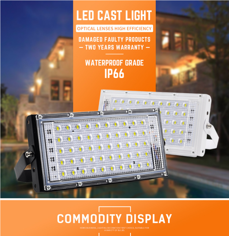 LED Flood Light AC220V 50W Outdoor Lighting Spotlight IP66 Waterproof LED Street Lamp Landscape Lighting 5 Colors