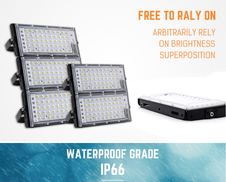 LED Flood Light AC220V 50W Outdoor Lighting Spotlight IP66 Waterproof LED Street Lamp Landscape Lighting 5 Colors