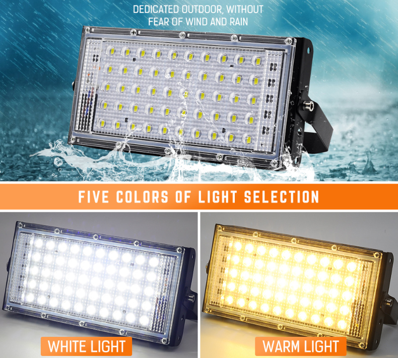 LED Flood Light AC220V 50W Outdoor Lighting Spotlight IP66 Waterproof LED Street Lamp Landscape Lighting 5 Colors
