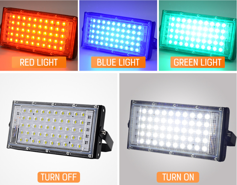 LED Flood Light AC220V 50W Outdoor Lighting Spotlight IP66 Waterproof LED Street Lamp Landscape Lighting 5 Colors