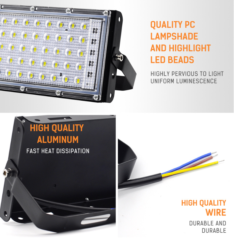 LED Flood Light AC220V 50W Outdoor Lighting Spotlight IP66 Waterproof LED Street Lamp Landscape Lighting 5 Colors