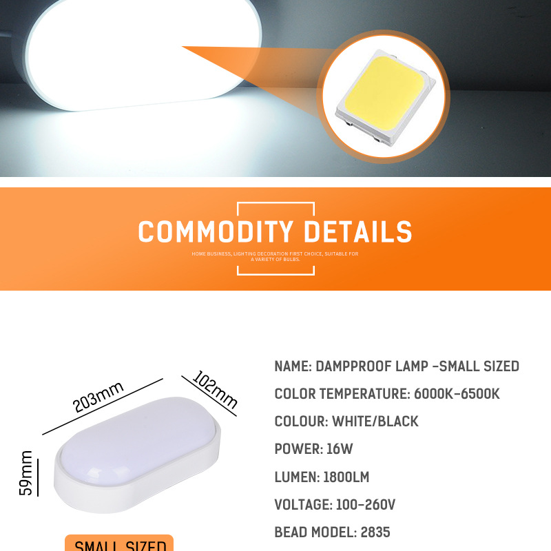 16W 20W Oval LED Moisture Proof Ceiling Lamp Waterproof Bathroom Outdoor Garden Yard Lamp Modern Surface mounted Wall Lamp Light
